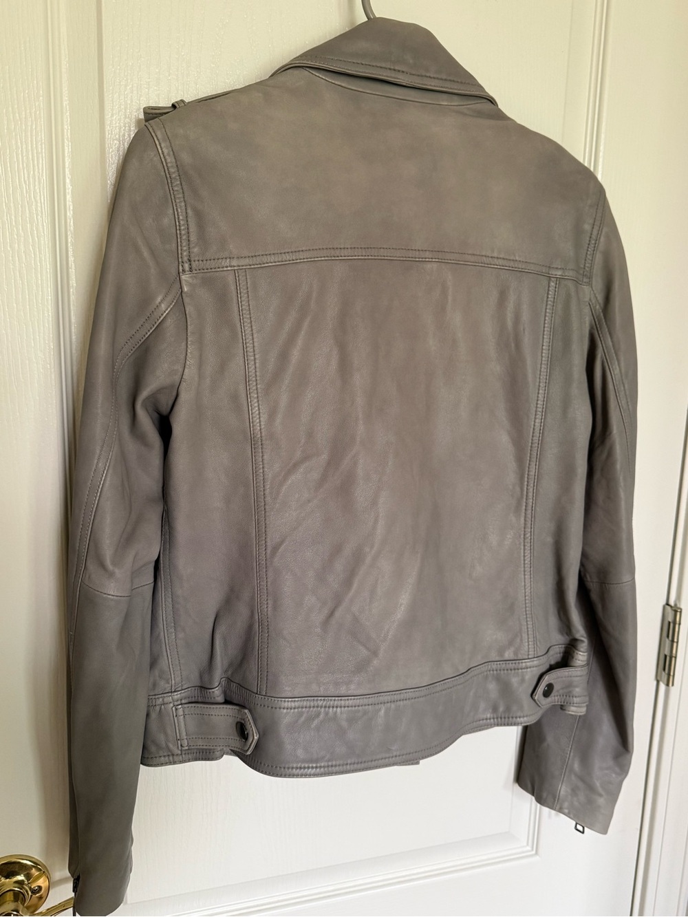 Banana Republic Light Gray Leather Moto Jacket - Picture 3 of 6